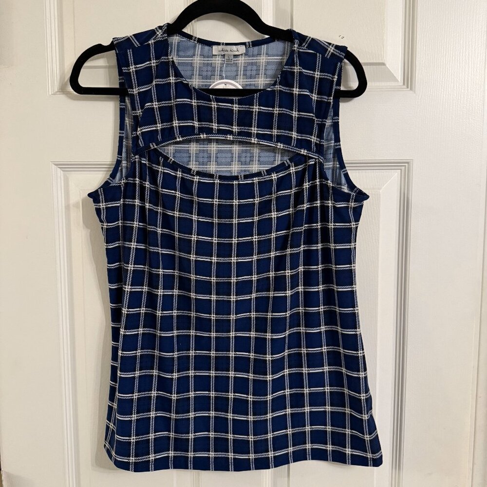 White Birch Navy Plaid Tank Top